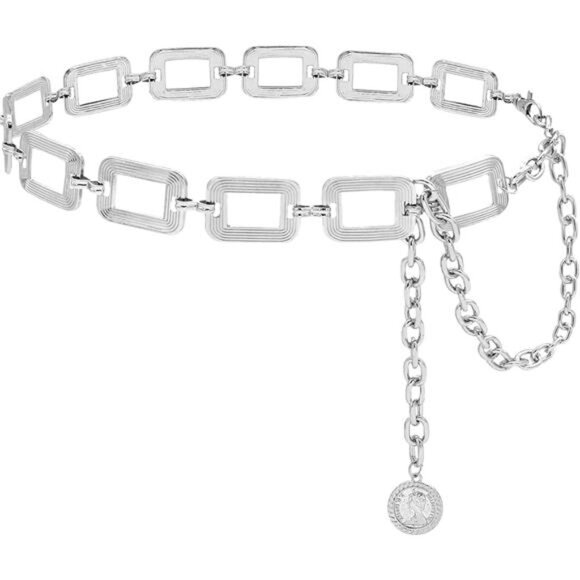 Accessories - Women's Chain Belt Metal Waist Belt Silver9
